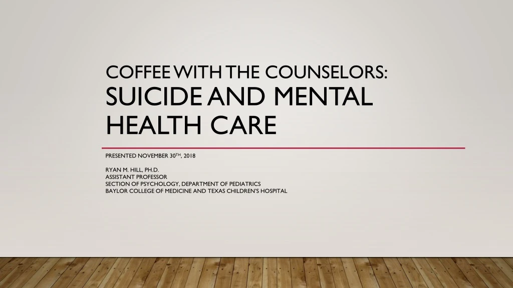 coffee with the counselors suicide and mental health care