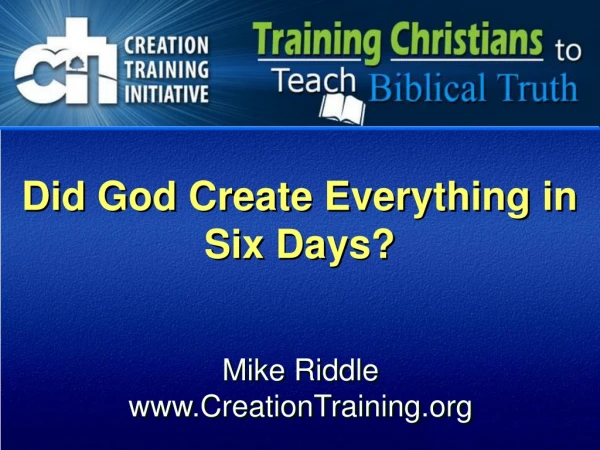 Did God Create Everything in Six Days?