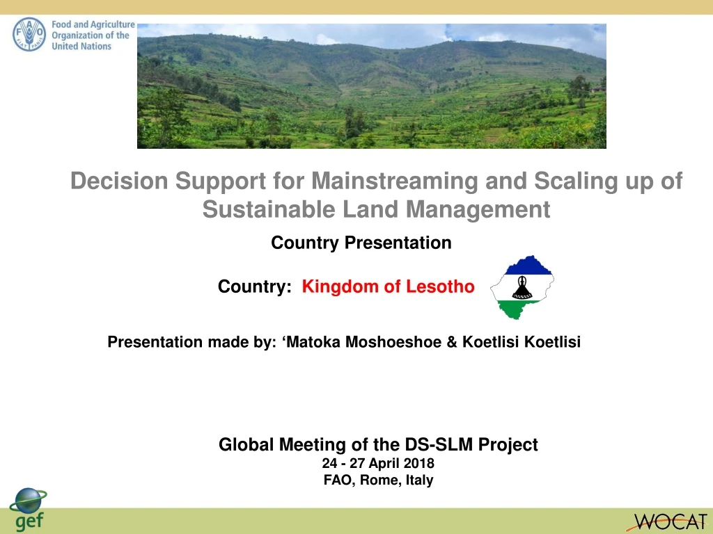 decision support for mainstreaming and scaling up of sustainable land management
