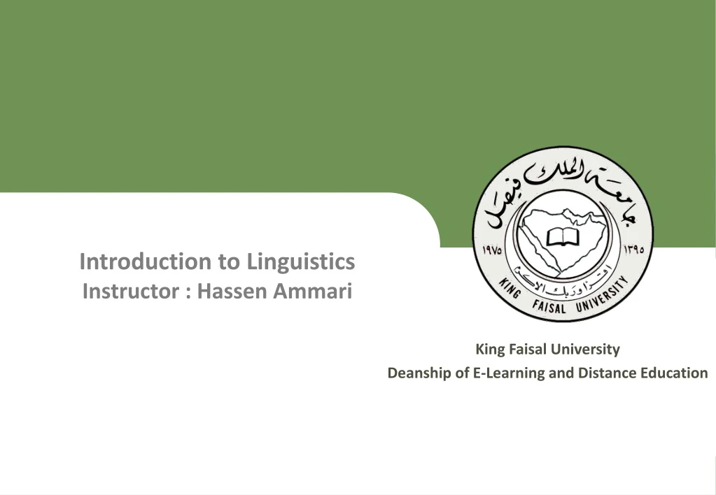 introduction to linguistics instructor hassen
