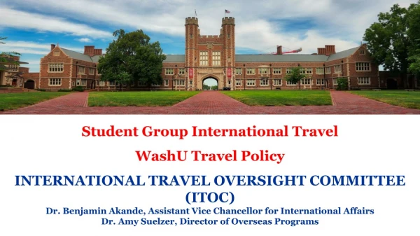 Student Group International Travel WashU Travel Policy