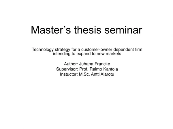 Master’s thesis seminar
