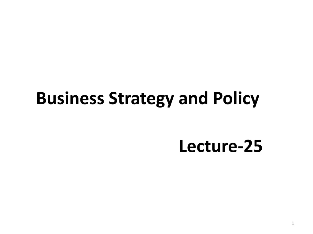 business strategy and policy