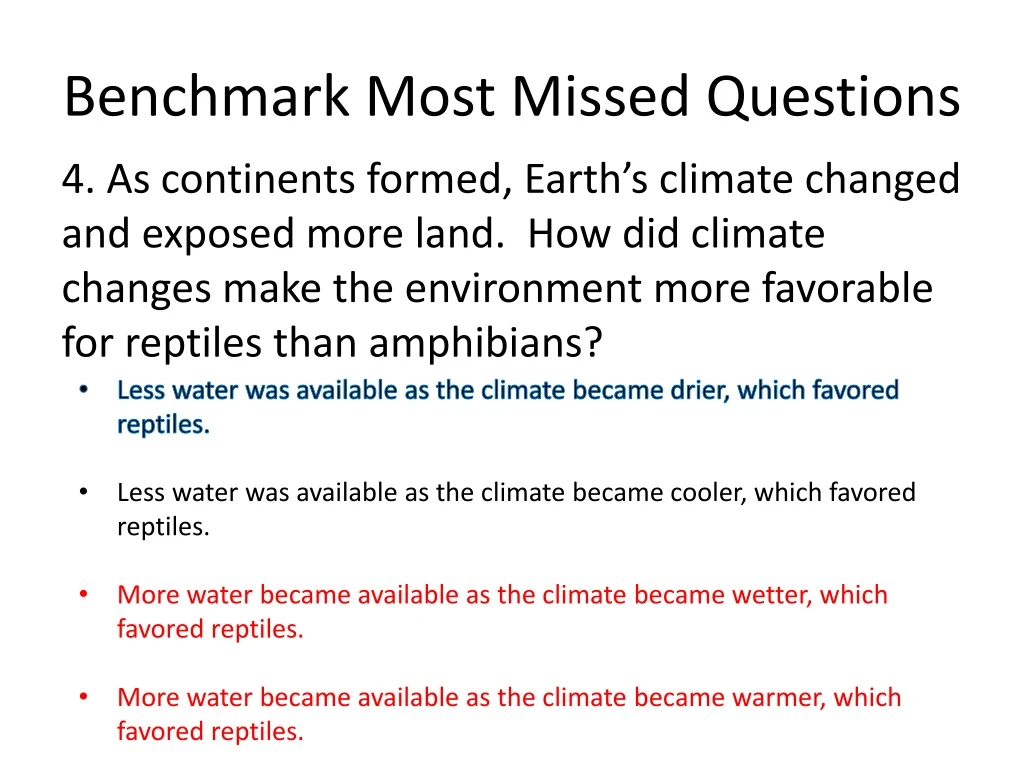 benchmark most missed questions