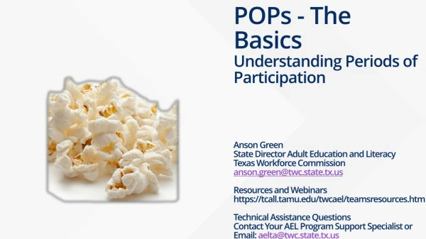 POP Policy AEL Letter 01-19 Understanding Periods of Participation