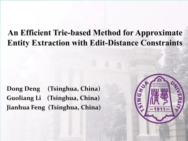 An Efficient Trie -based Method for Approximate Entity Extraction with Edit-Distance Constraints
