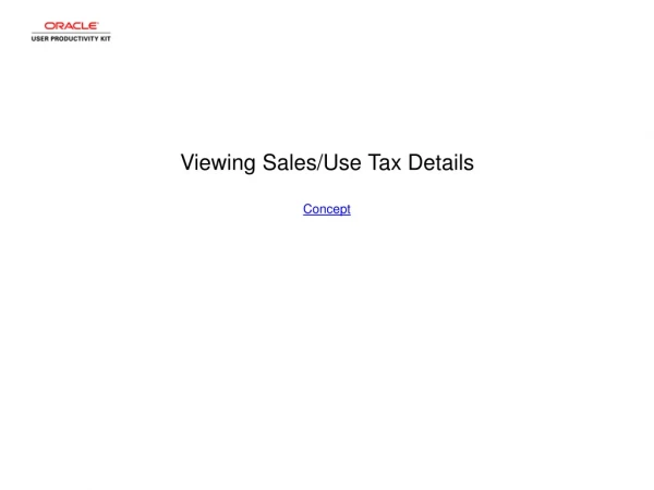 Viewing Sales/Use Tax Details Concept