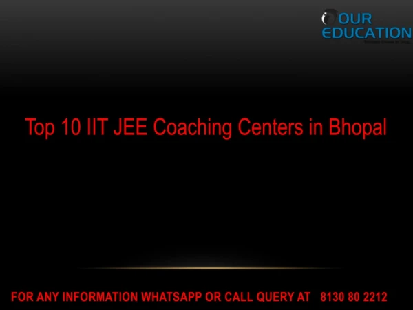 Top 10 IIT JEE Coaching Centers in Bhopal