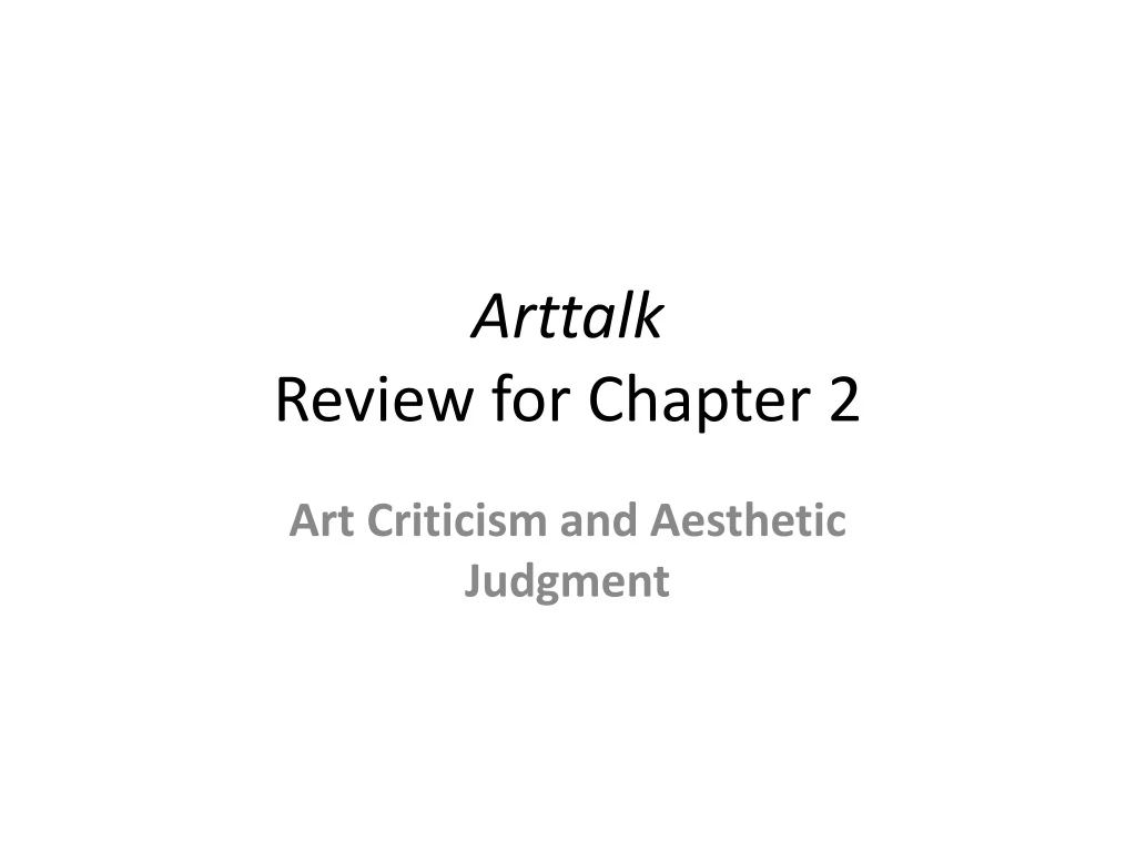 arttalk review for chapter 2