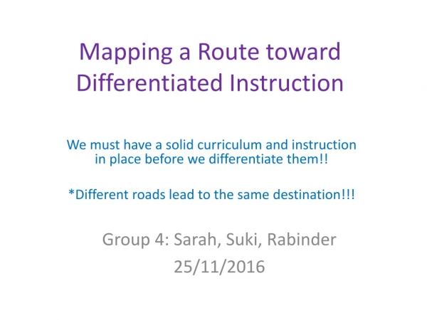 Mapping a Route toward Differentiated Instruction