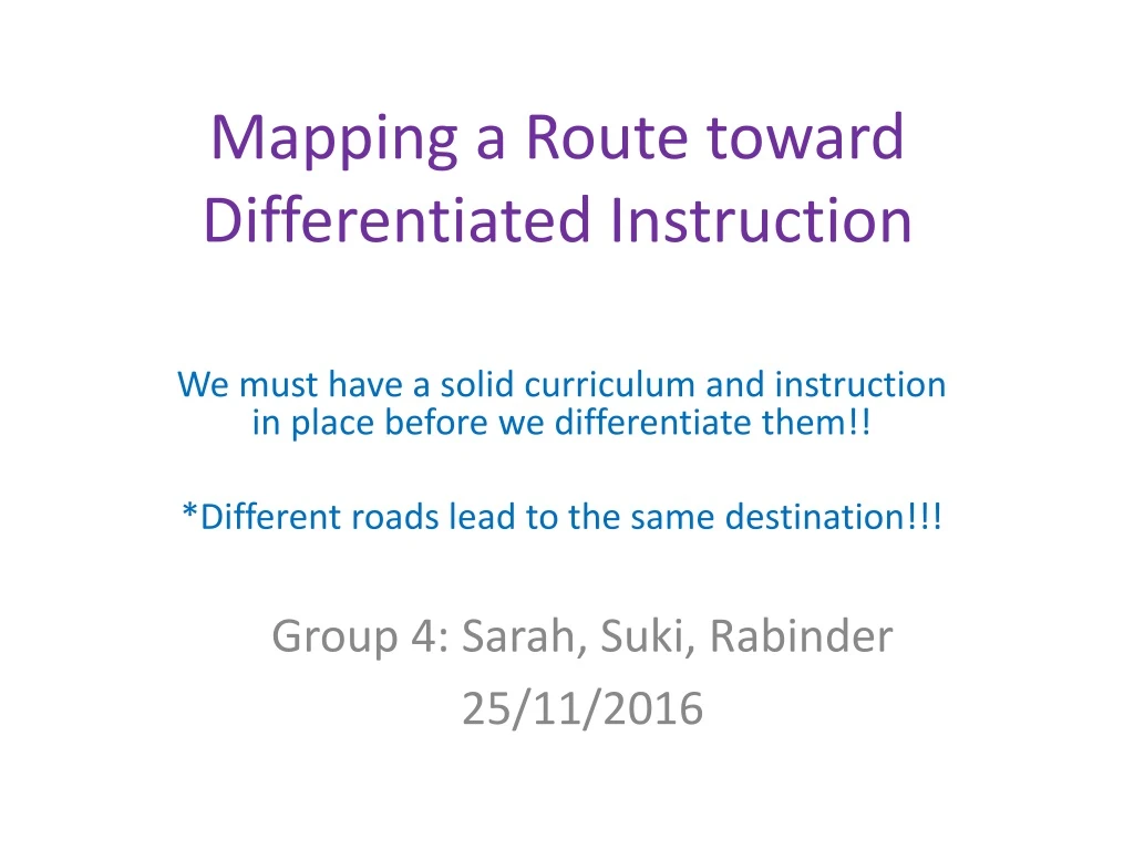 mapping a route toward differentiated instruction