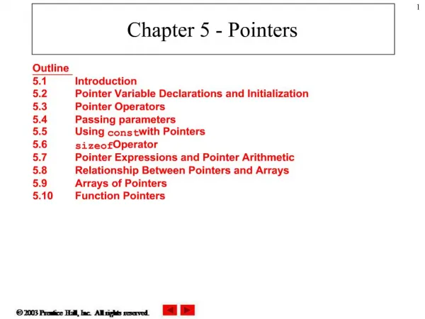 Chapter 5 - Pointers