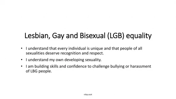 Lesbian, Gay and Bisexual (LGB) equality