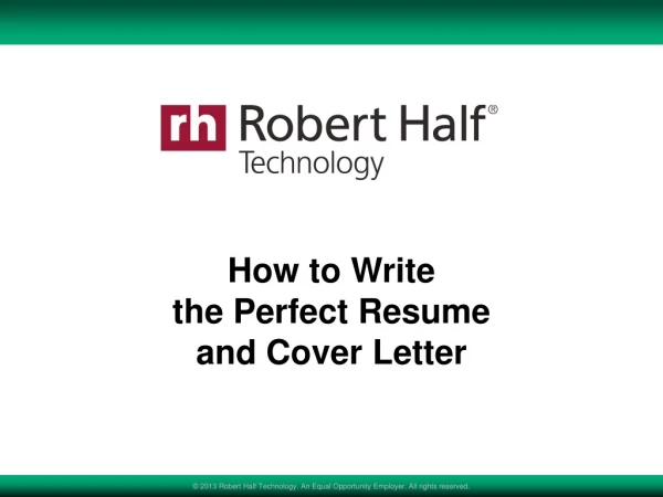 How to Write the Perfect Resume and Cover Letter