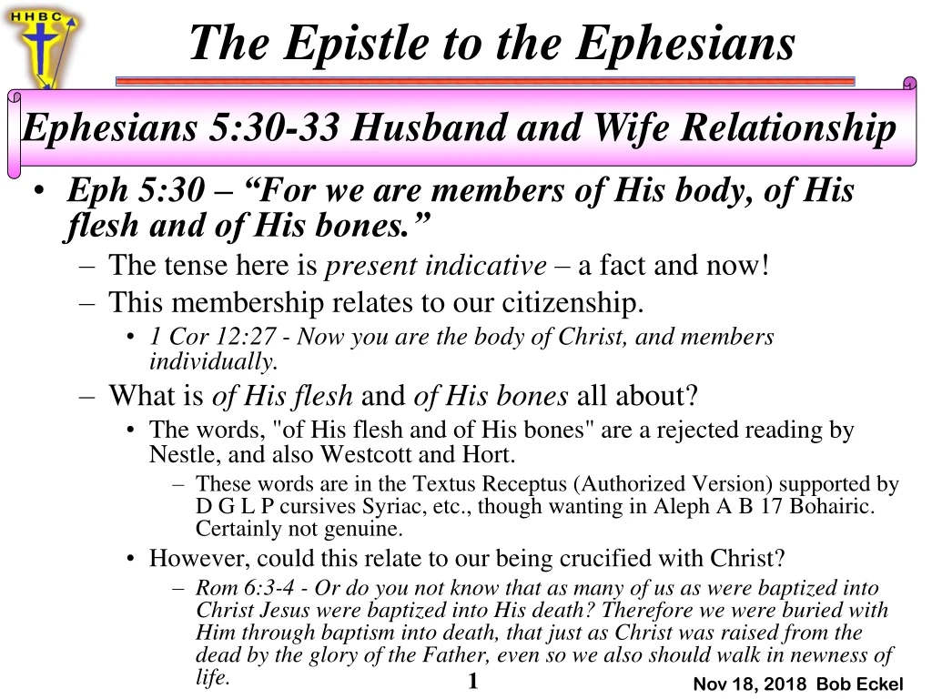 eph 5 30 for we are members of his body