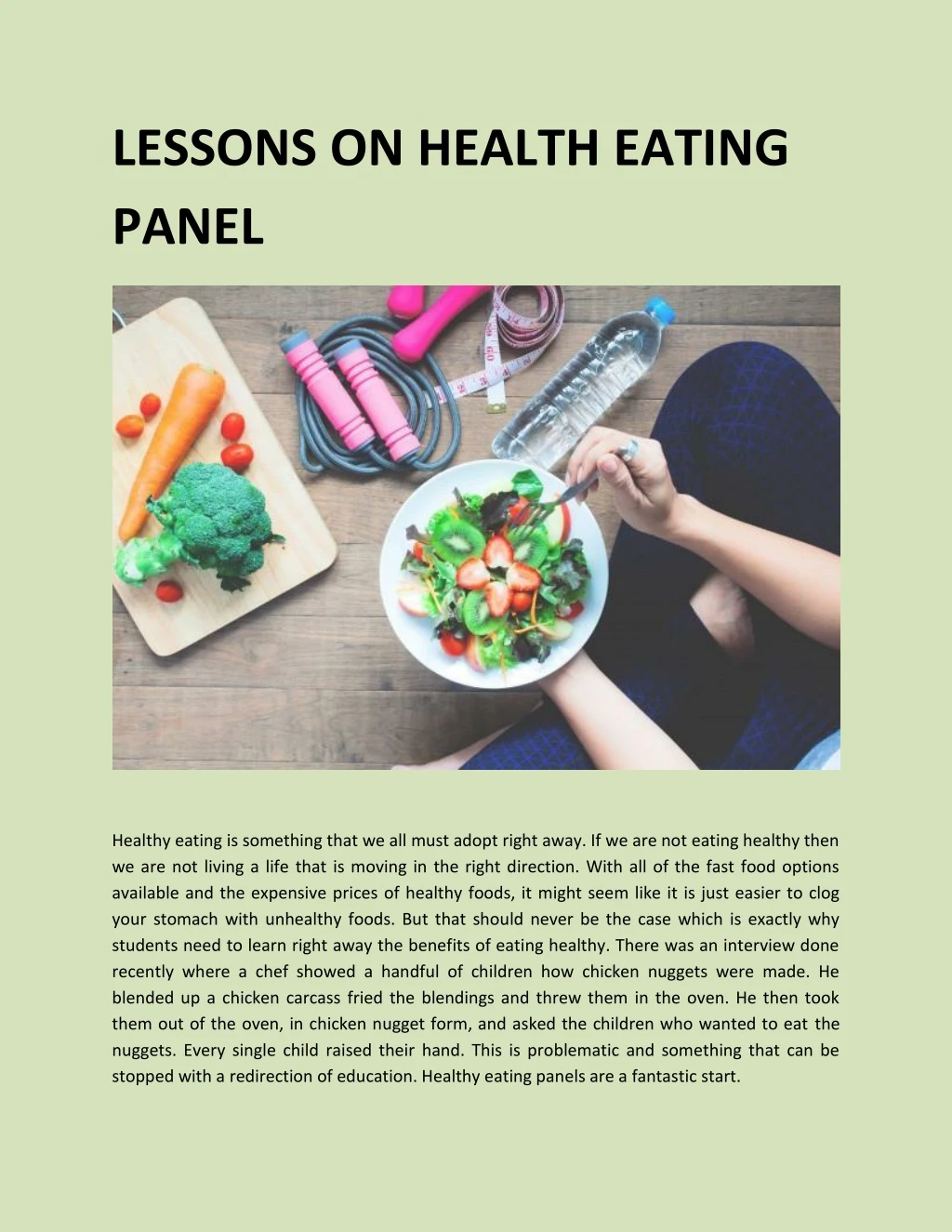 lessons on health eating panel