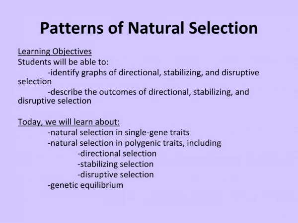 Patterns of Natural Selection