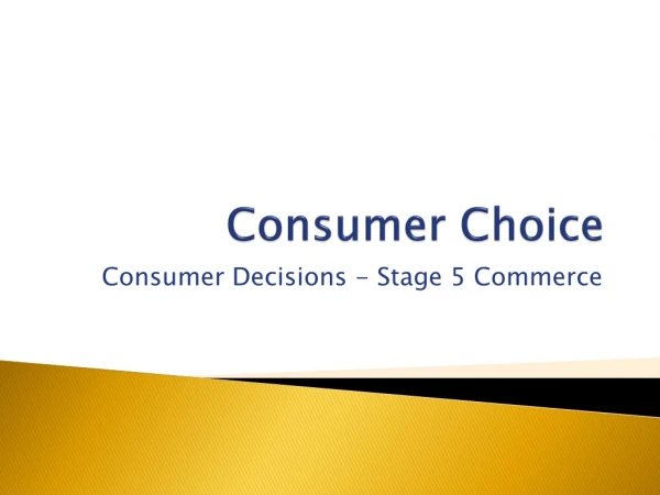 Consumer Choice