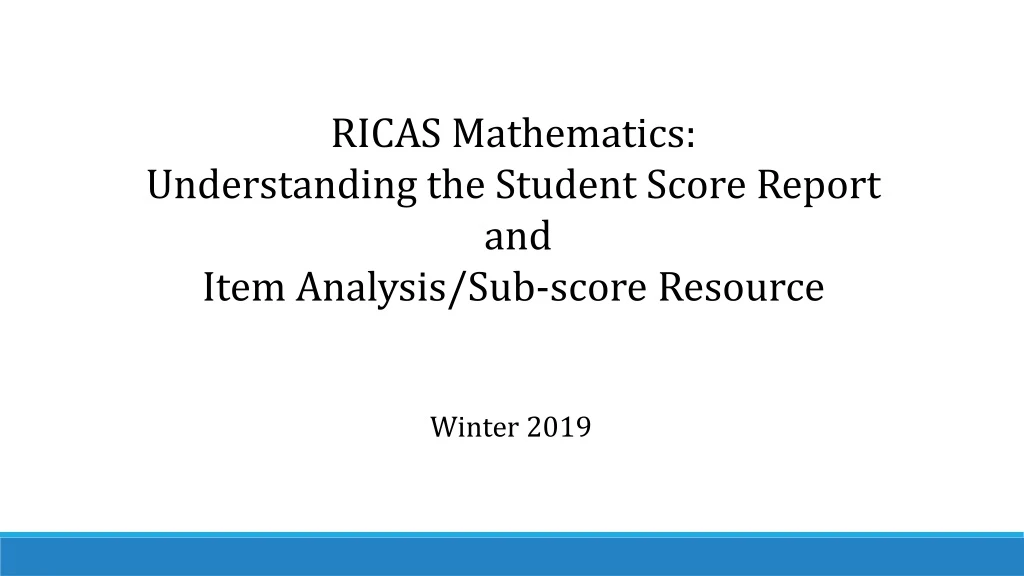 ricas mathematics understanding the student score