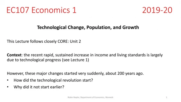 EC107 Economics 1					2019-20