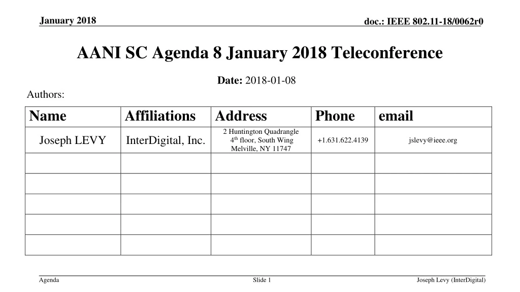 aani sc agenda 8 january 2018 teleconference