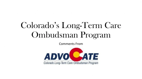 Colorado’s Long-Term Care Ombudsman Program