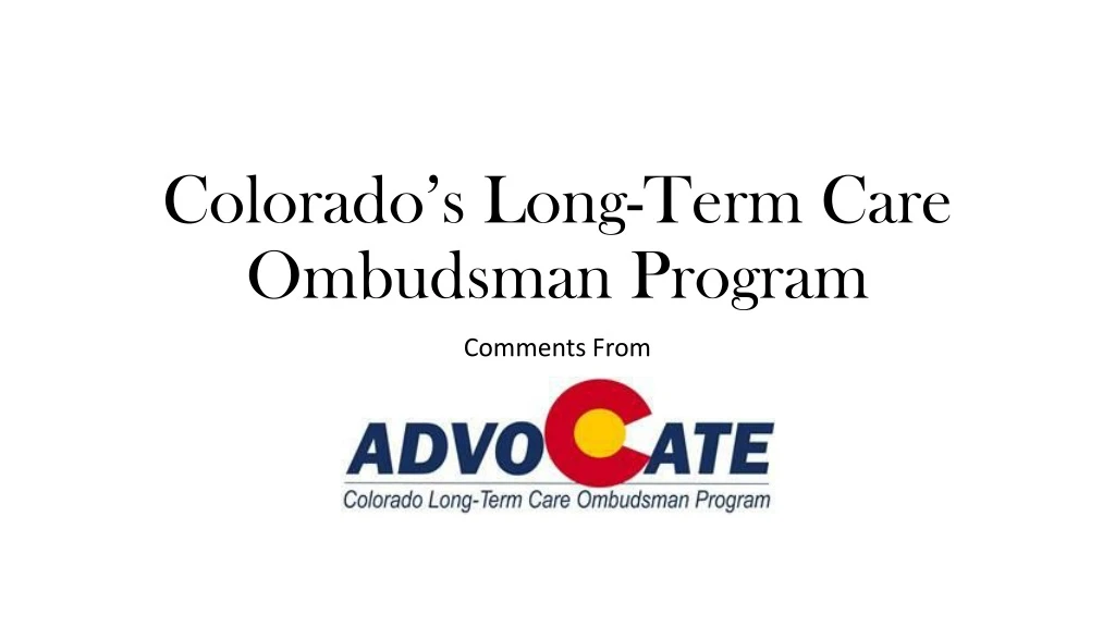 colorado s long term care ombudsman program
