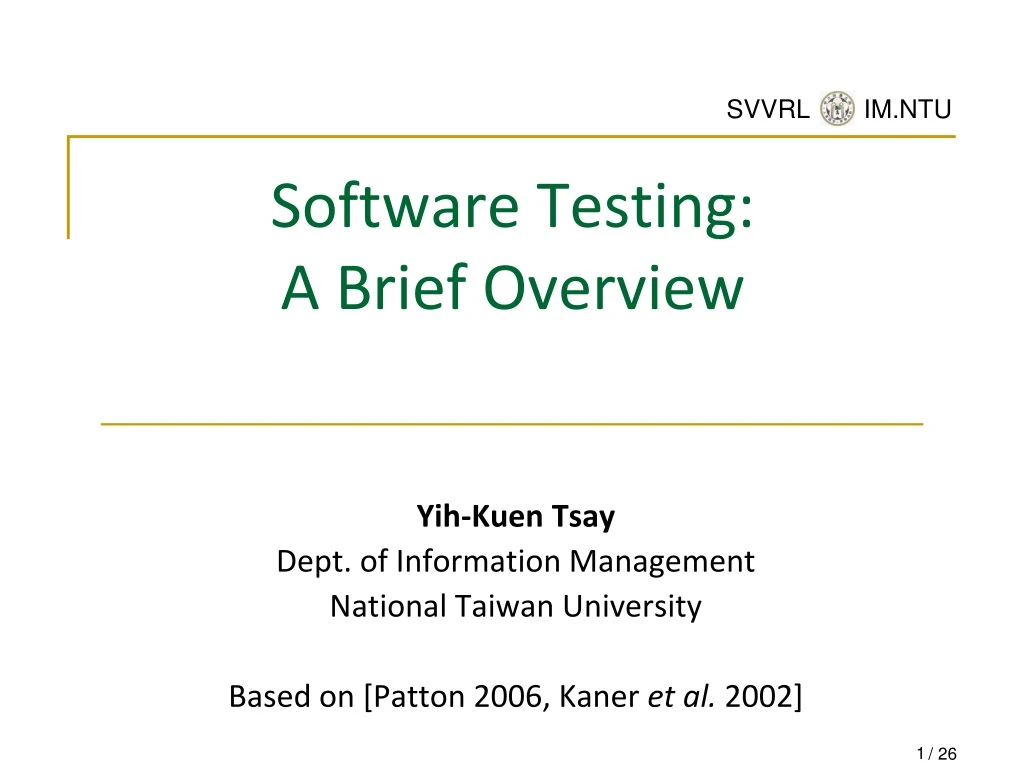 software testing a brief overview