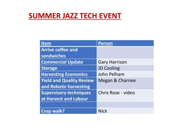 SUMMER JAZZ TECH EVENT