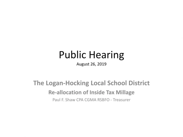 Public Hearing August 26, 2019