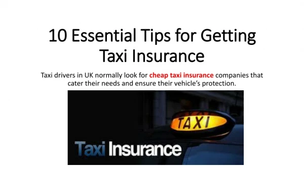 How Will You Know 10 Essential Tips for Getting Taxi Insurance