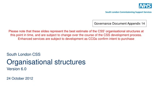 South London CSS Organisational structures Version 6.0 24 October 2012