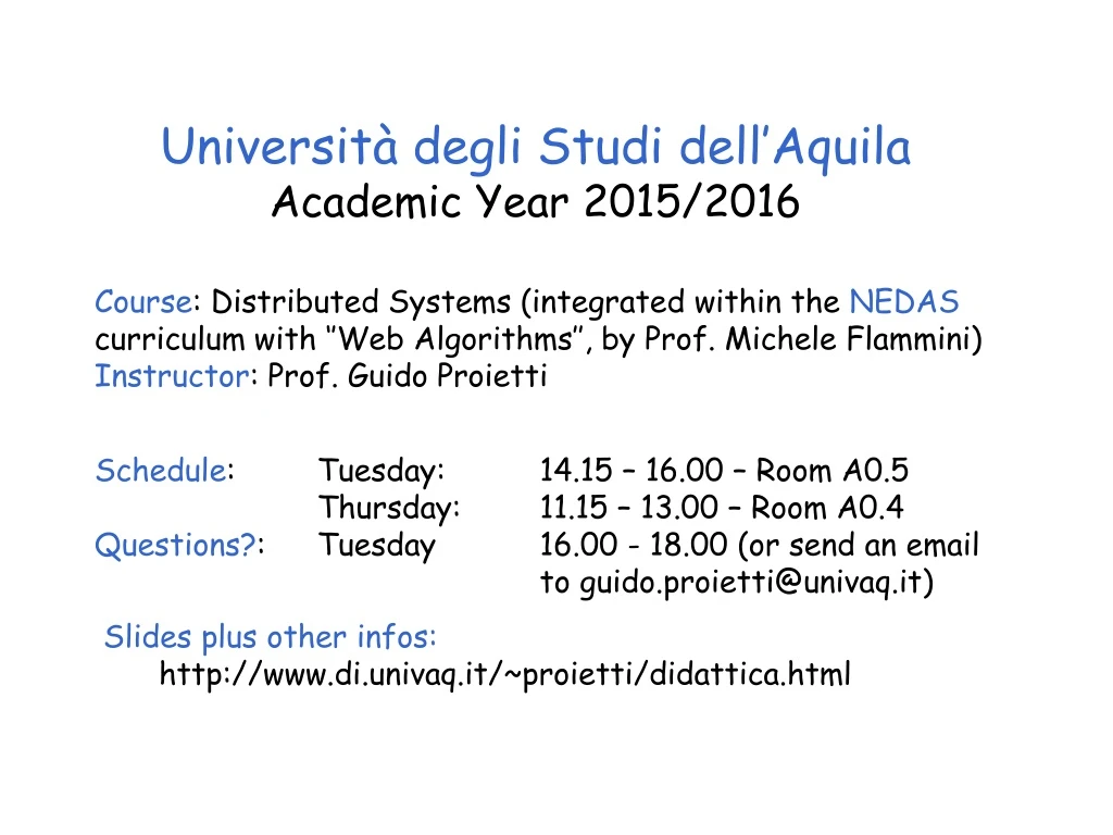 universit degli studi dell aquila academic year