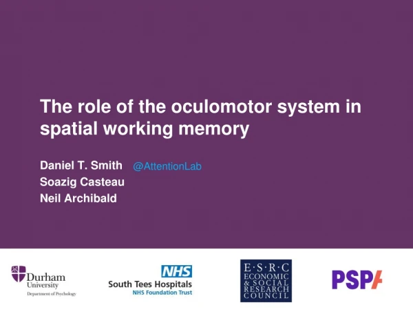 The role of the oculomotor system in spatial working memory Daniel T. Smith Soazig Casteau