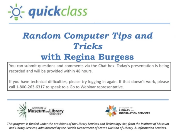 Random Computer Tips and Tricks with Regina Burgess
