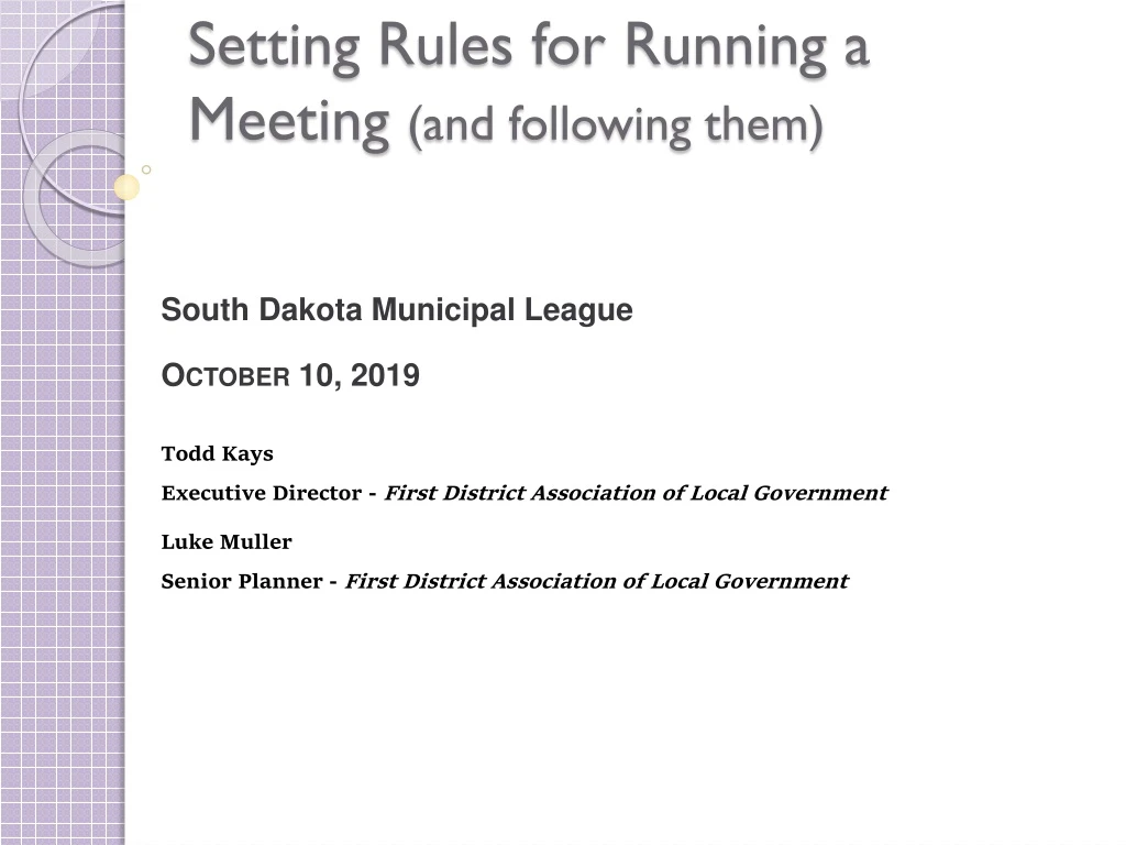 setting rules for running a meeting and following them