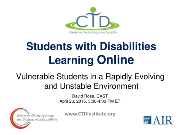 Students with Disabilities Learning Online