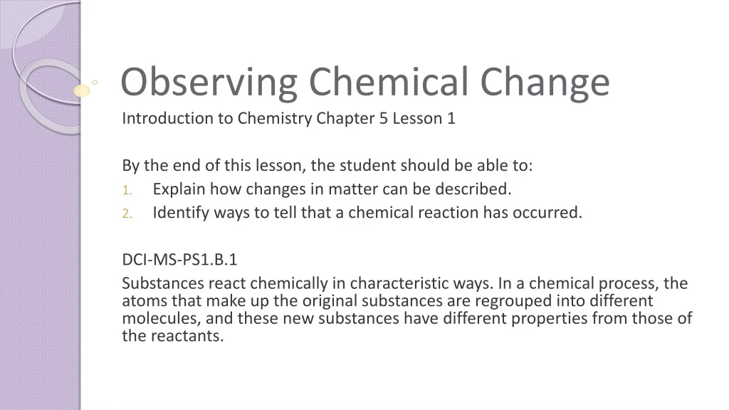 observing chemical change