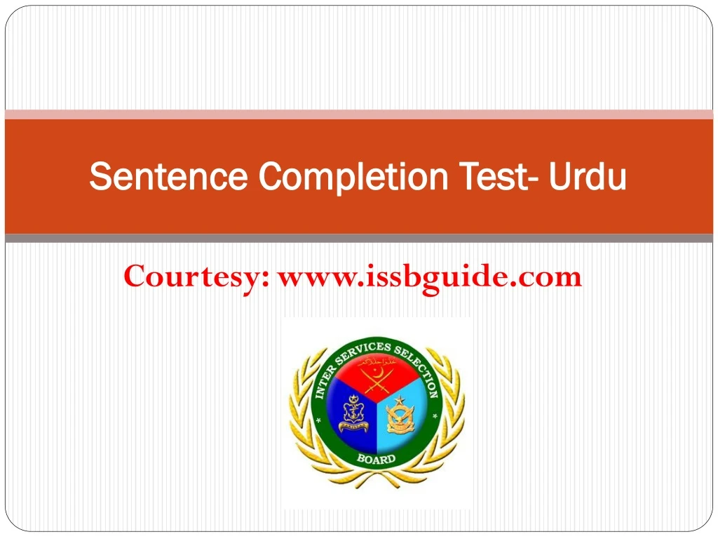 sentence completion test urdu