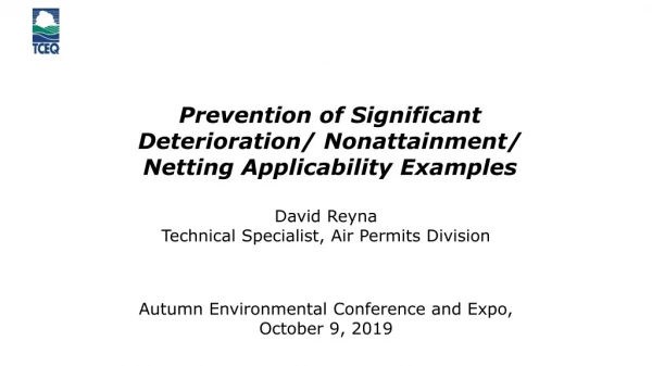 Prevention of Significant Deterioration/ Nonattainment/ Netting Applicability Examples