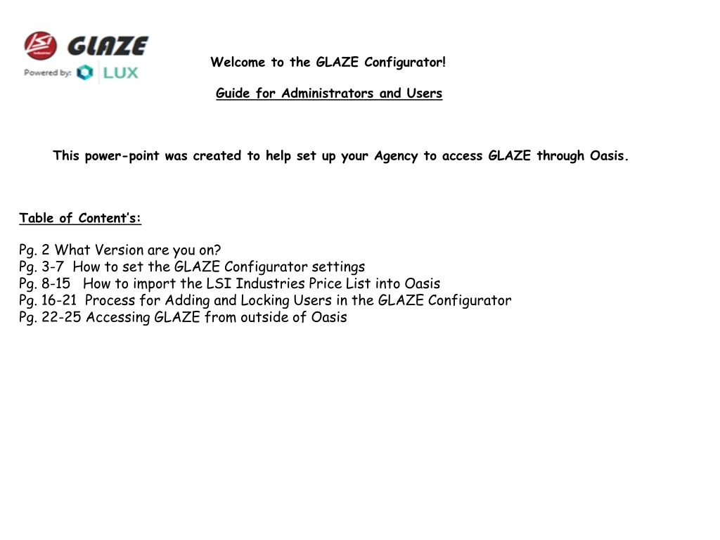 welcome to the glaze configurator guide