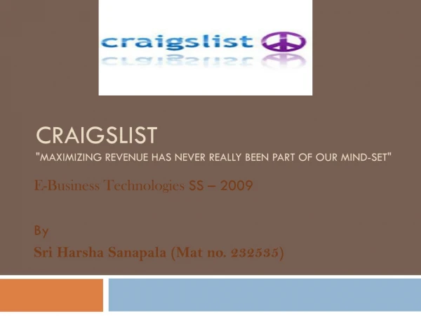 Craigslist &quot;Maximizing revenue has never really been part of our mind-set&quot;