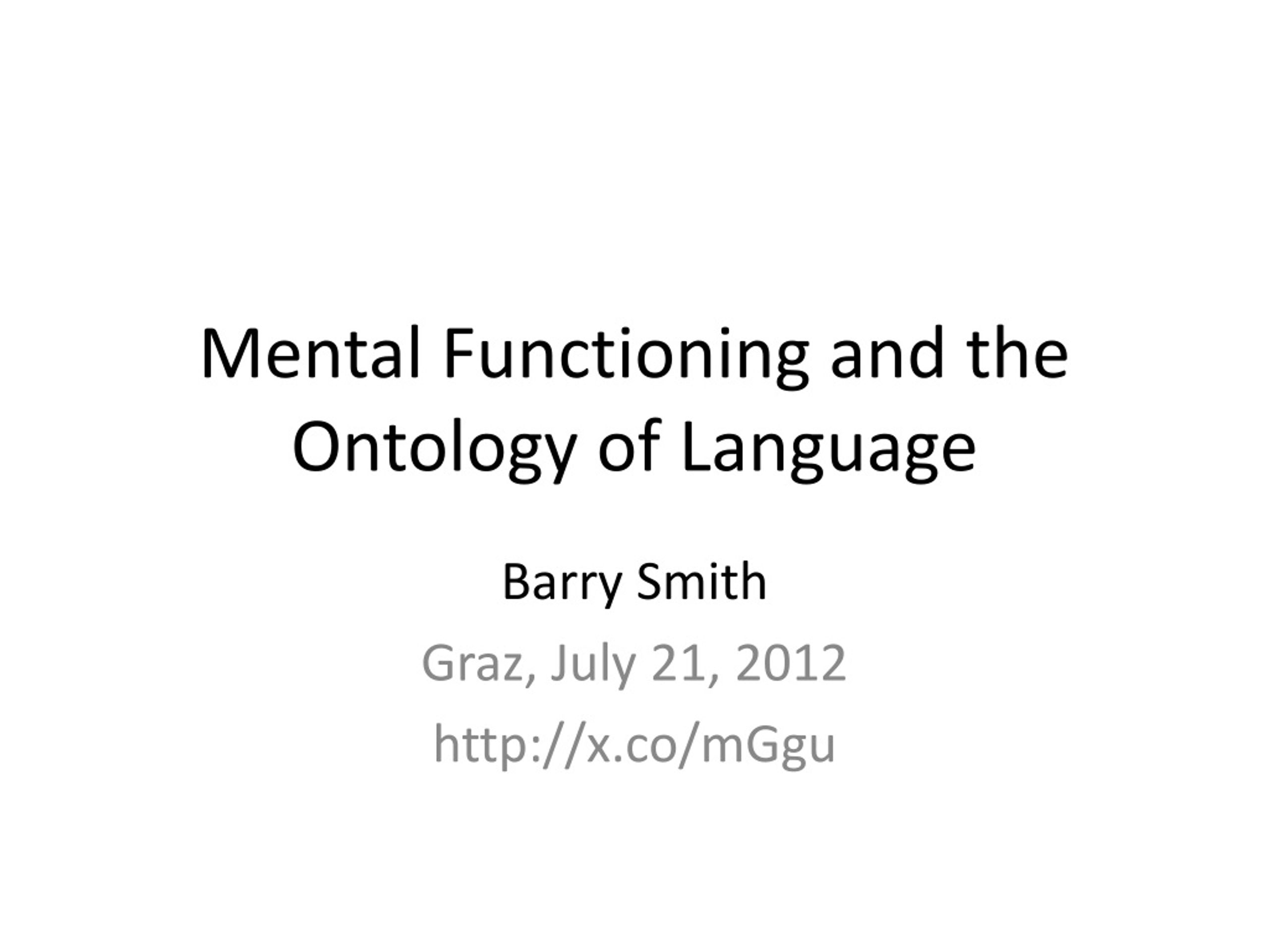 PPT - Mental Functioning and the Ontology of Language PowerPoint ...