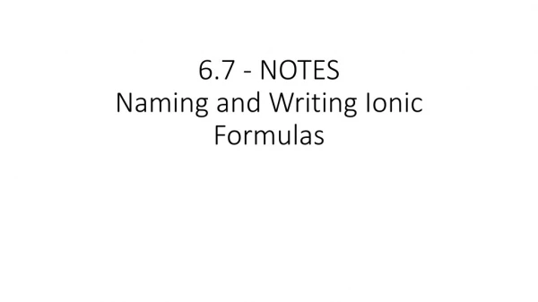 6.7 - NOTES Naming and Writing Ionic Formulas