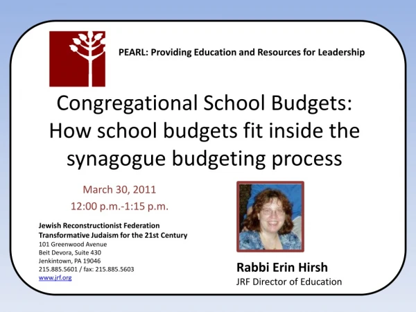 Congregational School Budgets: How school budgets fit inside the synagogue budgeting process