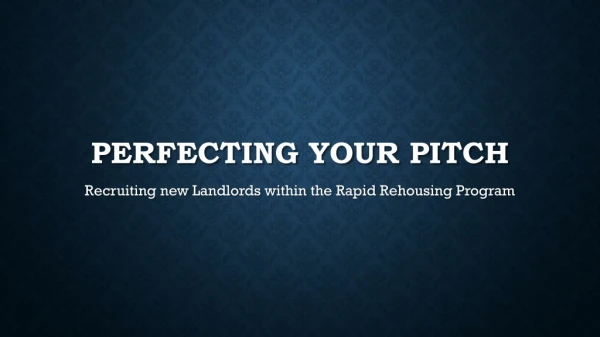Perfecting your Pitch