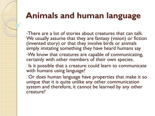 Animals and human language