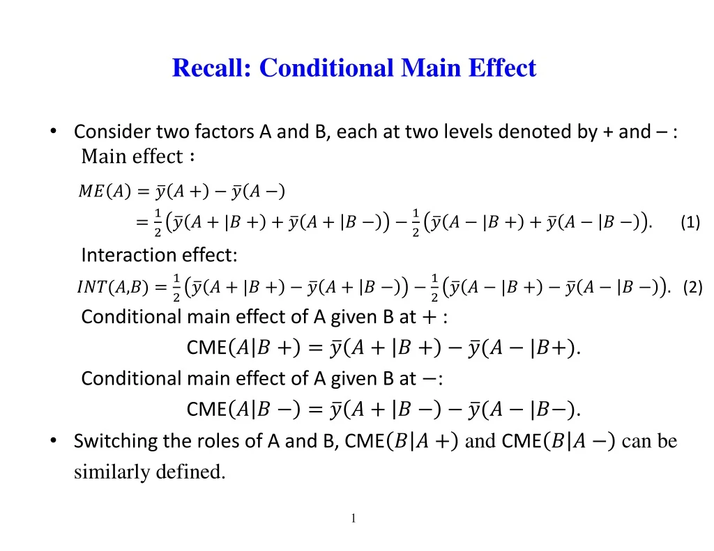 recall conditional main effect