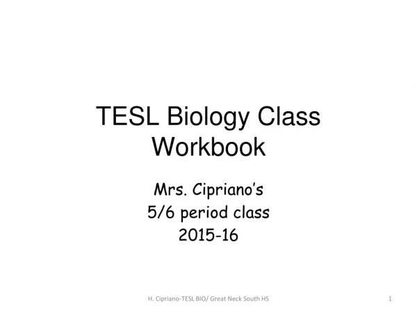 TESL Biology Class Workbook