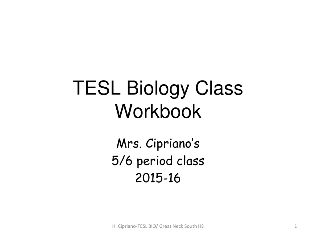 tesl biology class workbook